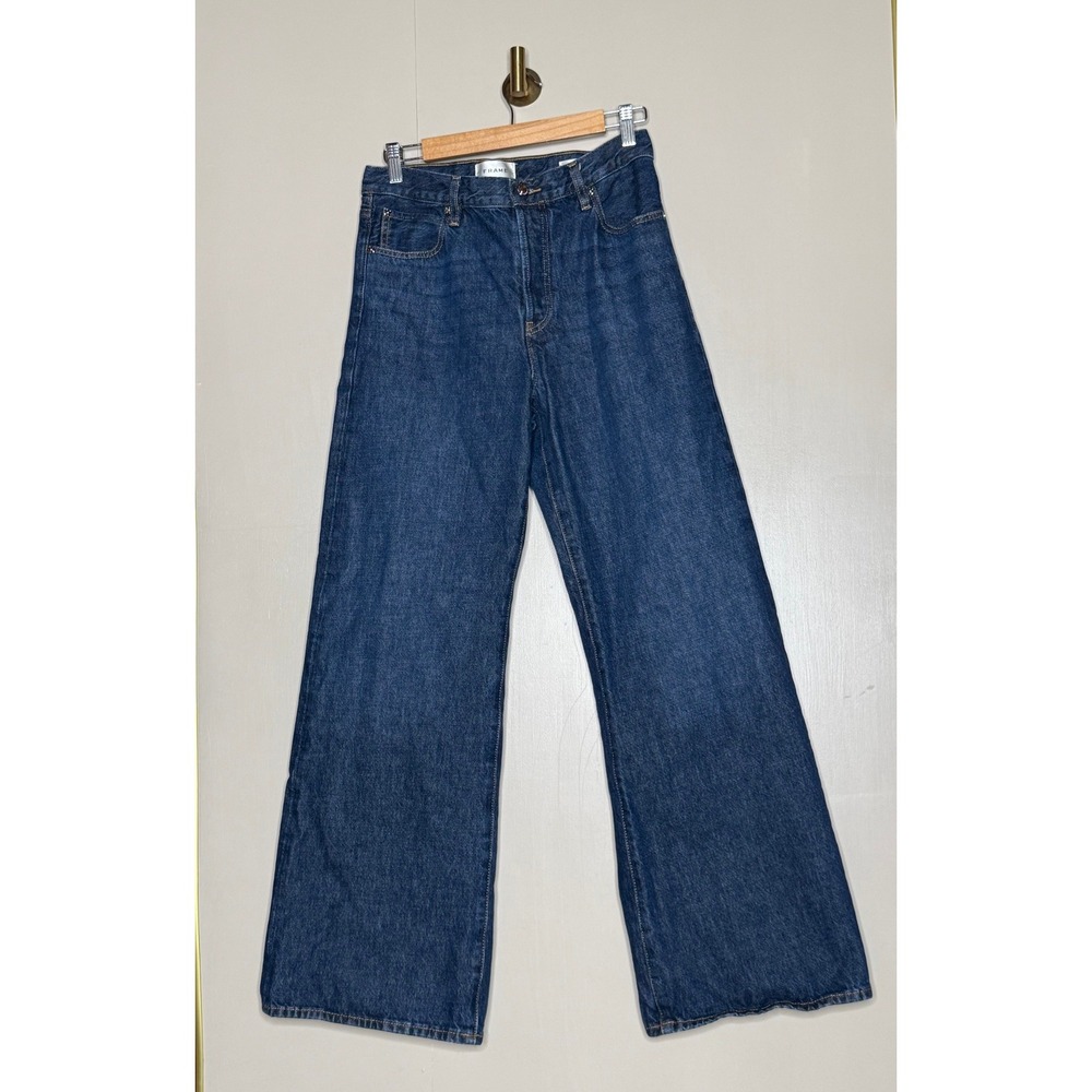 FRAME The Loose Jeans Size 25 Dark Wash High Rise Wide Leg Denim - Picture 2 of 9